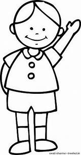Coloring Boy Pages Boys Simple Clipart Girl Template Waving Treehut Set sketch template