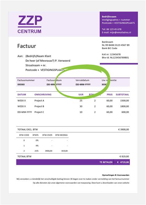 hoe zet je vervaldatum op factuur tips en  voorbeelden