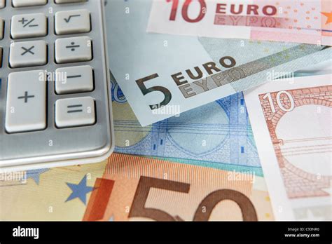 detail euro notes  calculator stock photo alamy