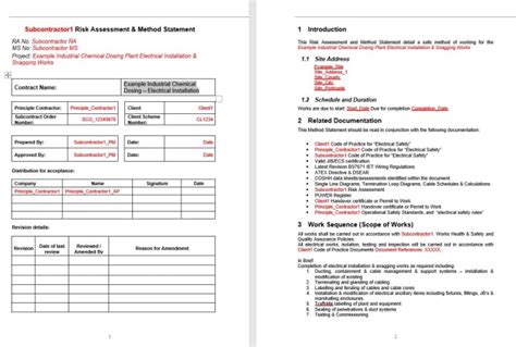 Provide A Risk Assessment And Method Statement Template Rams By