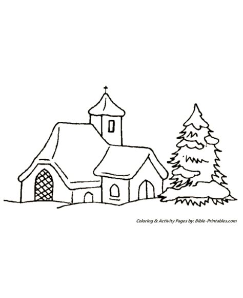 christmas scenes coloring pages church  lone tree