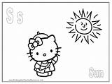Kitty Hello Pages Coloring Sun sketch template