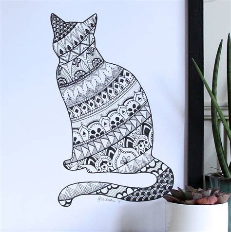 hand drawn mandala cats  drawink designs notonthehighstreetcom