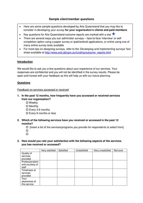 sample survey questionnaire format