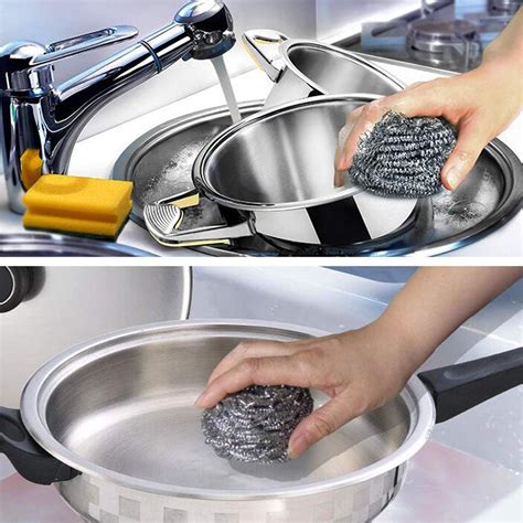 pcs stainless steel sponges scrubbers cleaning ball metal scrubber