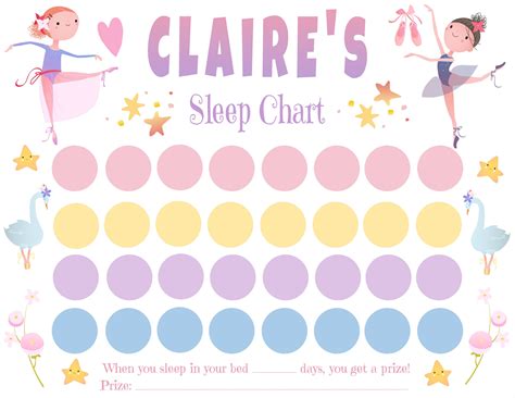 ballerina sleep reward chart sleep chart toddler template  girl