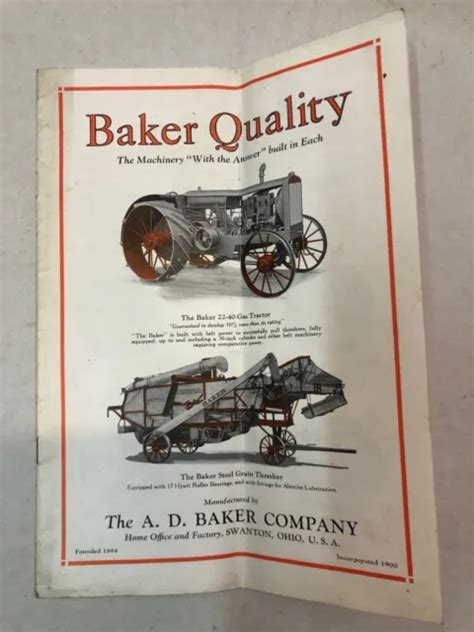 vintage baker tractor  sales catalog brochure book steam engine thresher  picclick