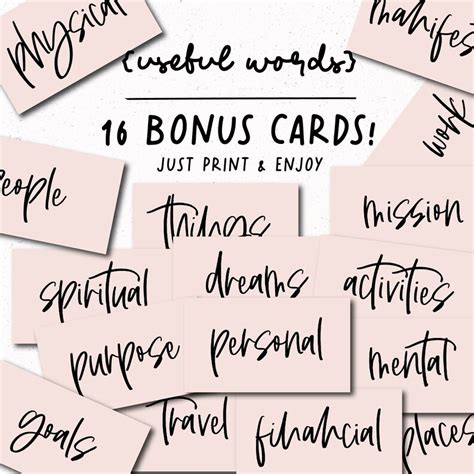vision board words printable cards inspirational words etsy