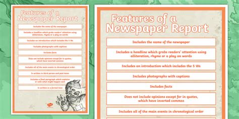 features   newspaper report display poster