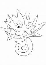 Pokemon Seadra Coloring Pages Generation Type Water Kids sketch template