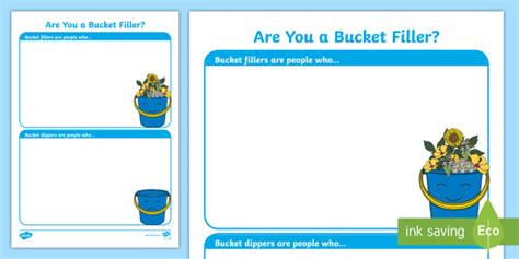 bucket filler template worksheet teacher