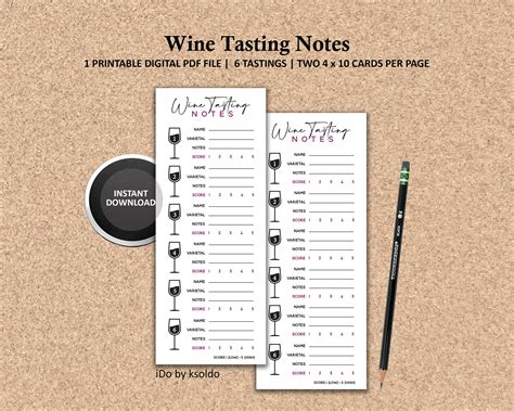 wine tasting card printable wine tasting notes   etsy australia