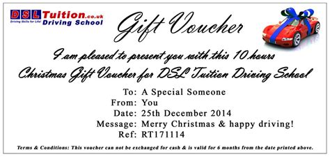 christmas driving school gift voucher treat    special   driving
