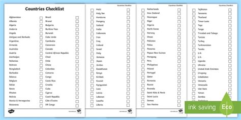 list  countries world countries checklist twinkl