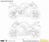 Yamaha Yzf R125 Drawing Blueprints Blueprint Vector Silhouette Sketch sketch template