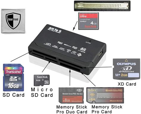 gearfend usb high speed mini memory card reader  cf xd sd ms sdhc microfiber cloth