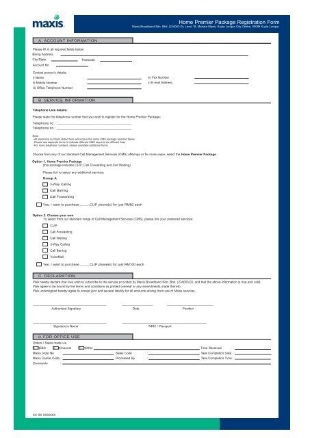 home premier package registration form maxis