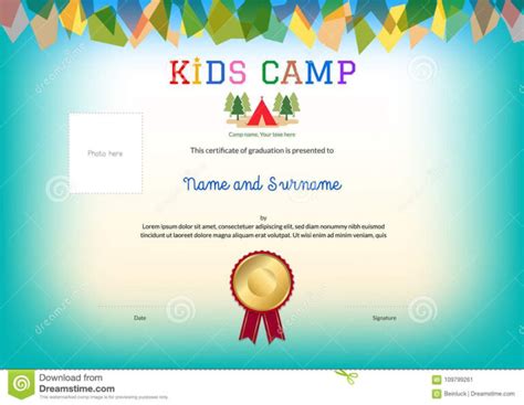 kids summer camp diploma  certificate template award  summer camp