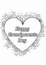 Grandparents Coloring Happy Pages Kids Heart Printable Children Color Flowers Print Adults Simple Justcolor Adult sketch template