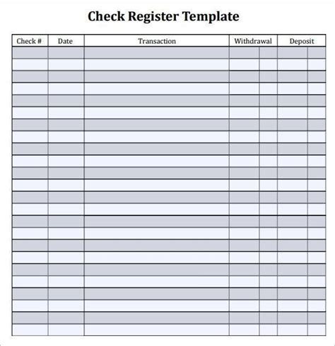 blank check template  popular check register
