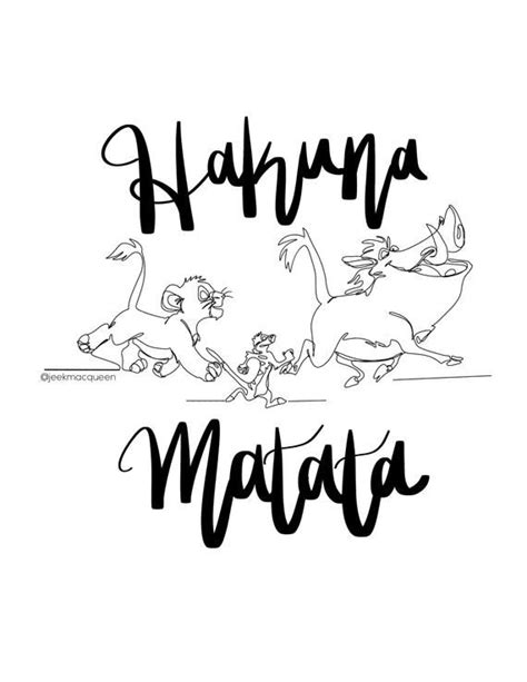 hakuna matata outline coloring pages