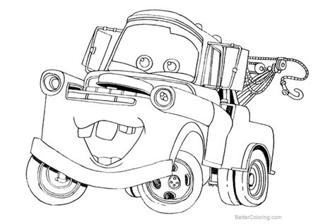 pixar cars coloring pages disney tow mater  printable coloring pages