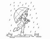 Rain Girl Coloring Umbrella Coloringcrew sketch template