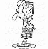 Golfer Female Outlined Toonaday sketch template