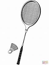 Badminton Racket Coloring Shuttlecock Pages Printable Drawing Color sketch template