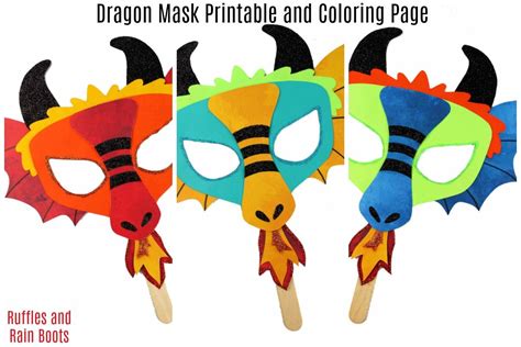 printable dragon mask coloring page  template dragon mask felt
