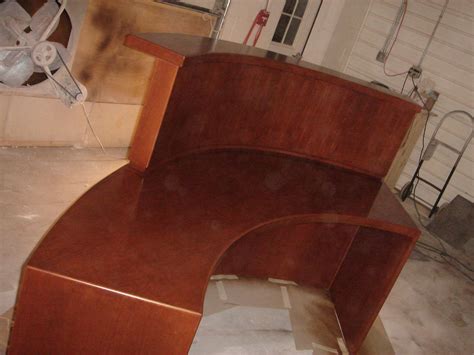 custom curved cherry reception desk  vsf interiors