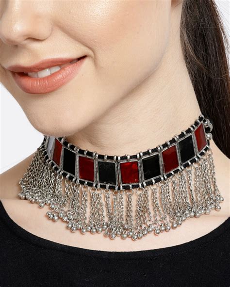 silver red choker necklace  infuzze  secret label