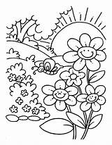 Spring Coloring Pages Color Kids Drawing Printable Nature Preschoolers sketch template