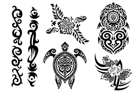 hawaii tribal set  black  white  vector art  vecteezy
