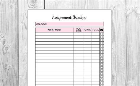 assignment tracker printable editable grade tracker homework tracker