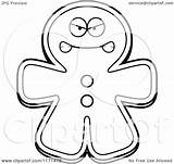 Gingerbread Man Mad Mascot Clipart Cartoon Coloring Happy Thoman Cory Outlined Vector Grinning Royalty Clipartof sketch template
