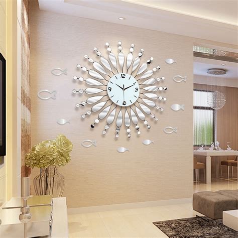 wall clock modern design living room acrylic mirror decorative wall watches  ticking wall
