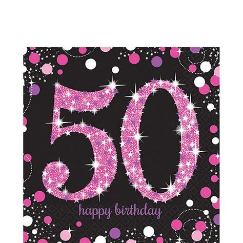 Prismatic 50th Birthday Lunch Plates 8ct Pink Sparkling