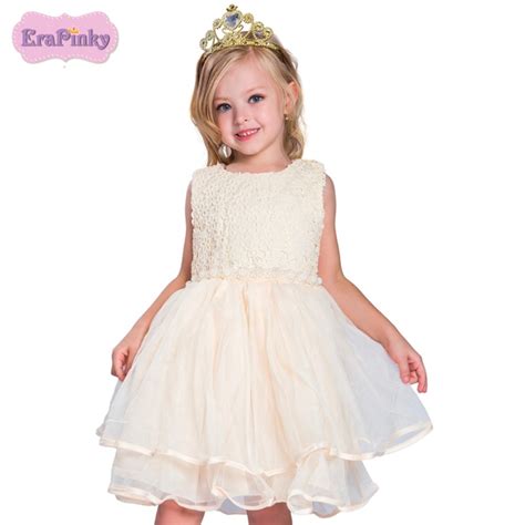 erapinky summer clothing girl dress sleeveless mesh princess birthday dress  kids girls