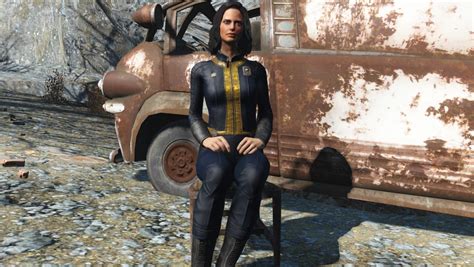 male and female dark blue mesh vaultsuit fallout 4 fo4