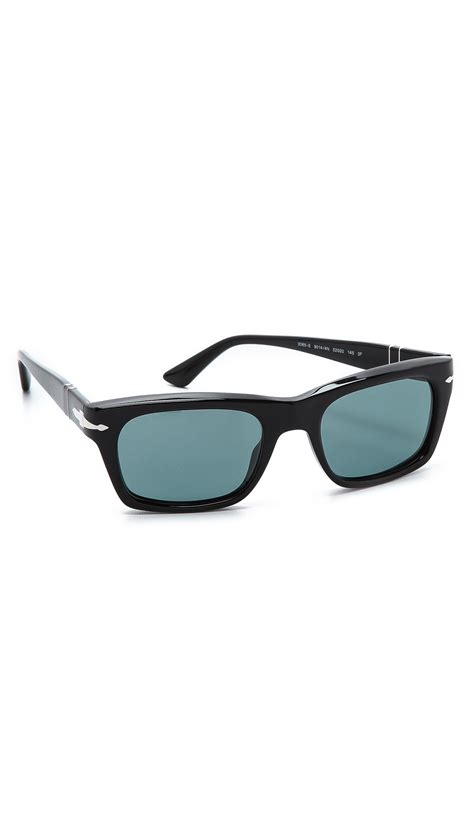 lyst persol polarized rectangular sunglasses in black for men