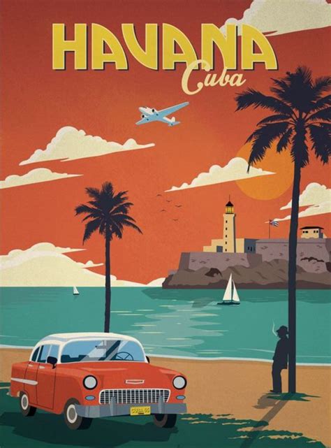 Havana • Cuba Vintage Travel Posters Retro Travel Poster Travel Posters