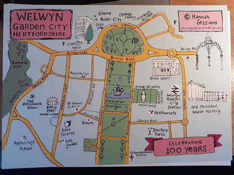 welwyn garden city map art print etsy uk