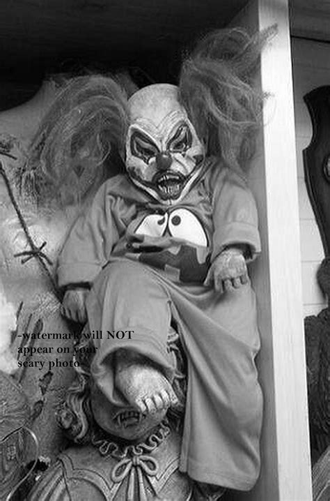 vintage creepy clown evil grin photo freak scary child etsy