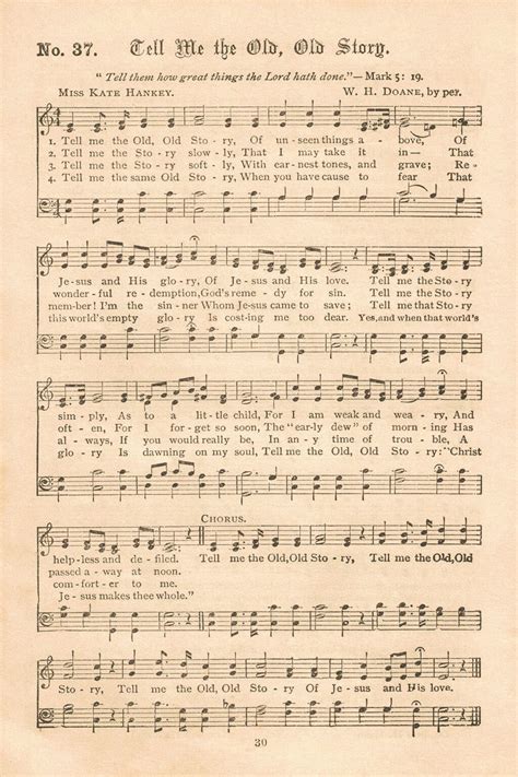 printable vintage gospel hymns sheet  rose clearfield