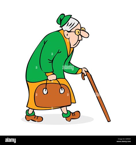 Old Lady Cartoon Character With Glasses
