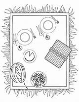 Picnic Coloring Pages Basket Blanket Clipart Color Make Summertime Library Beach Fun Takes Getdrawings Number Skills Popular Popsicles sketch template
