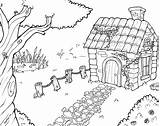 Coloring Cottage Pages House Drawing Printable Colouring Color Drawings Cottages Homes Country Board Grayscale Sheets Farm Getdrawings Draw Print Getcolorings sketch template