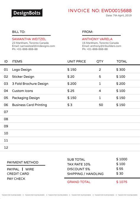 business invoice design template samples  ai format designbolts