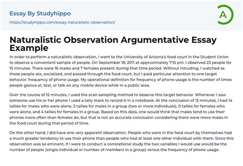 naturalistic observation argumentative essay  studyhippocom